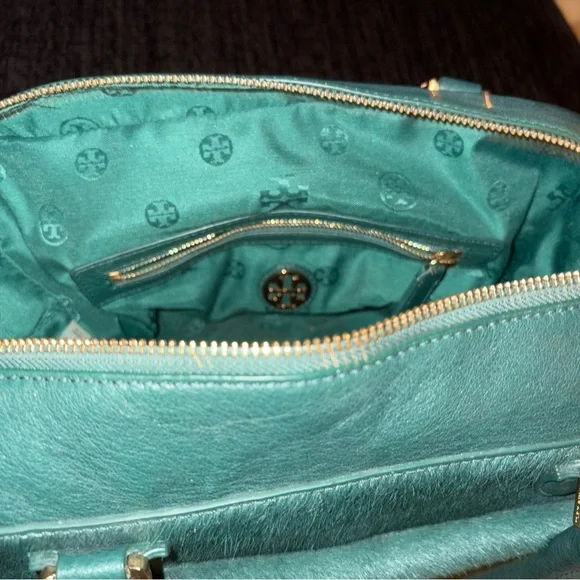 Tory Burch Priscilla Pony Hair Crossbody/Satchel Bag in Teal - Picture 12 of 16